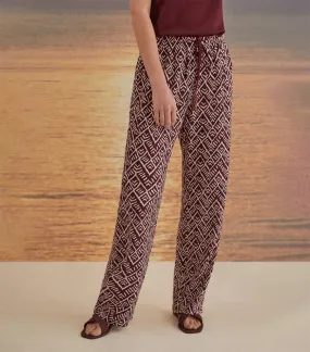 Printed Capri Trousers Maroon