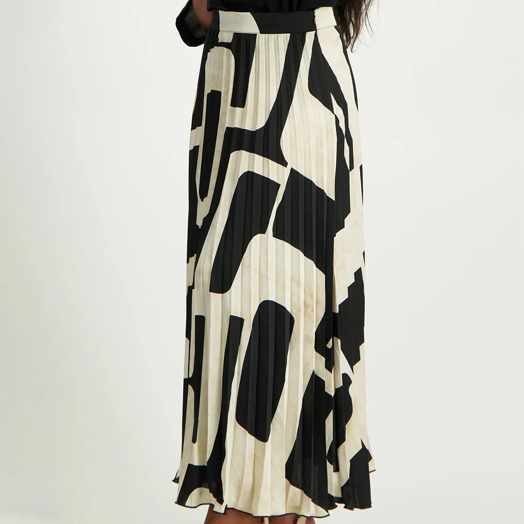 Printed Pleated Skirt