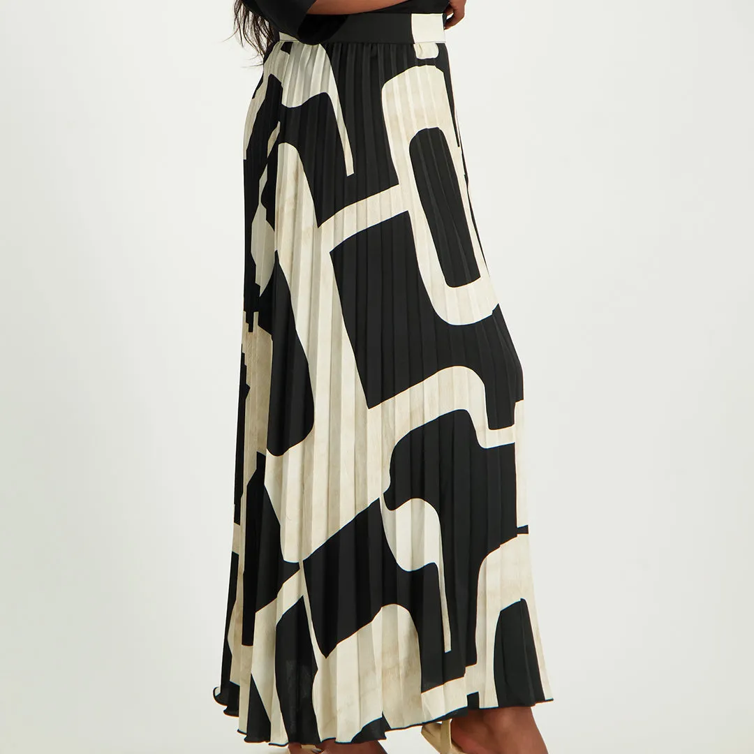 Printed Pleated Skirt