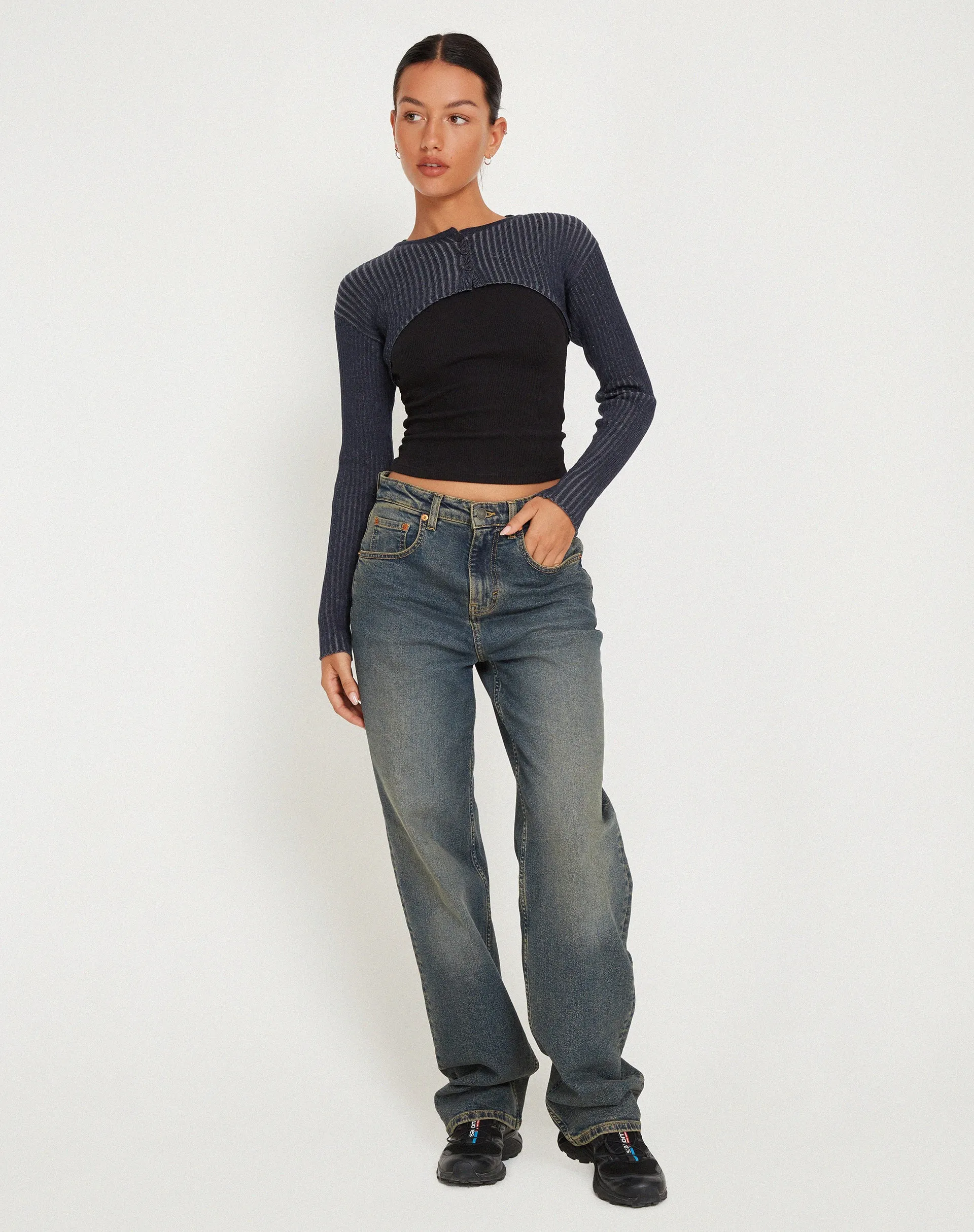 Raina Shrug Top in Navy