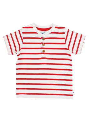 Red & White Stripe Henley Shirt