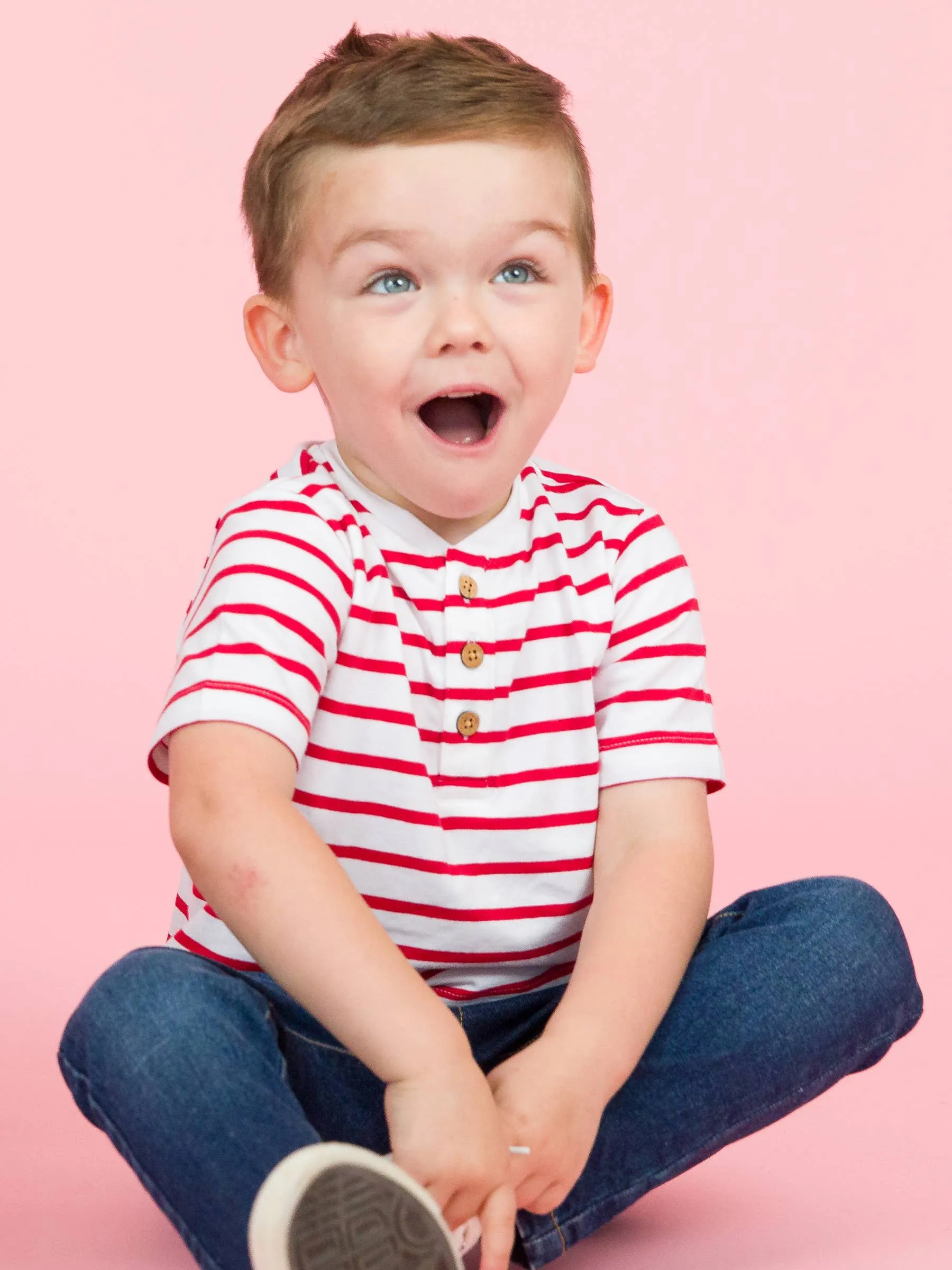 Red & White Stripe Henley Shirt