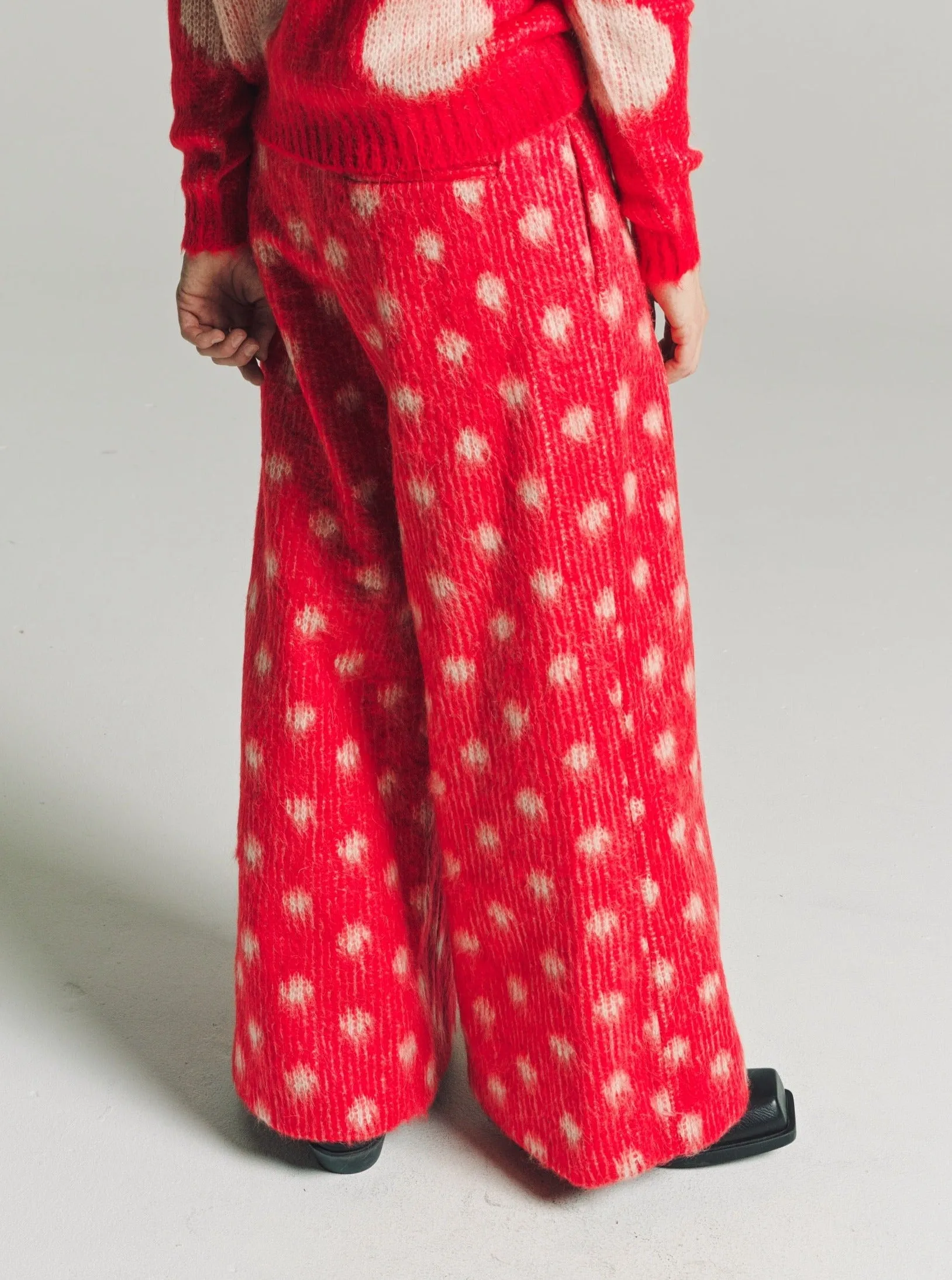 Red Polka Dots Mohair Trousers