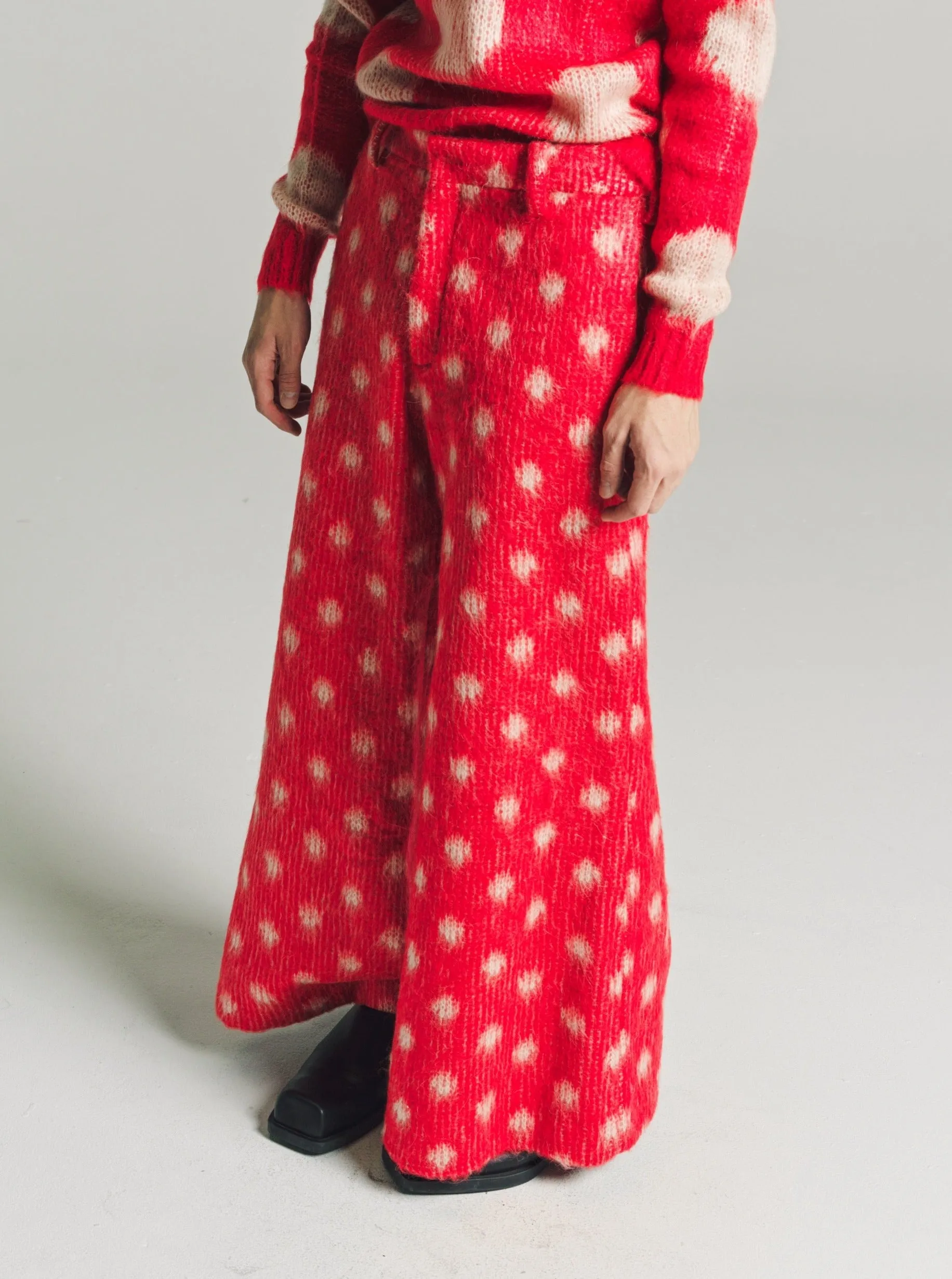 Red Polka Dots Mohair Trousers