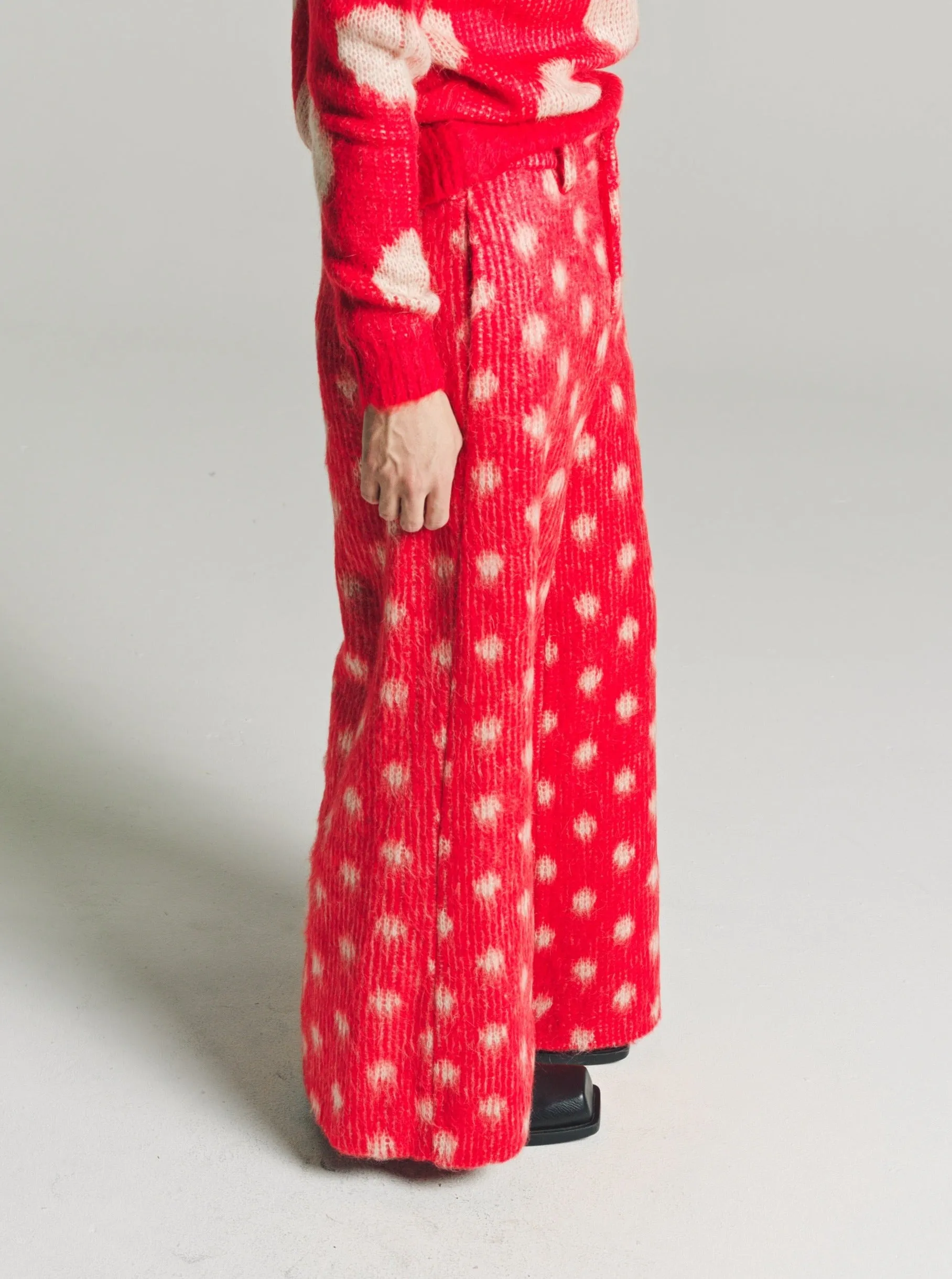 Red Polka Dots Mohair Trousers