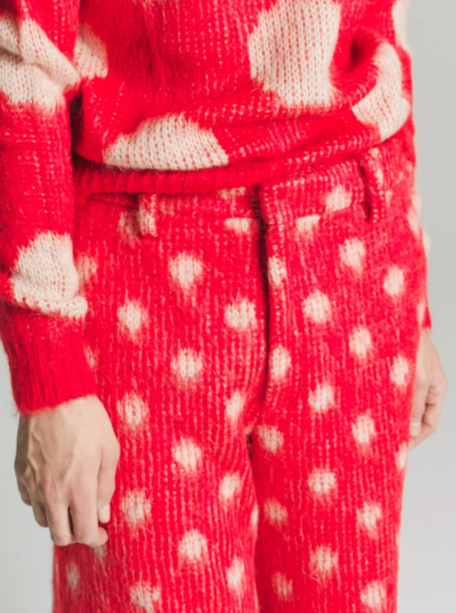 Red Polka Dots Mohair Trousers