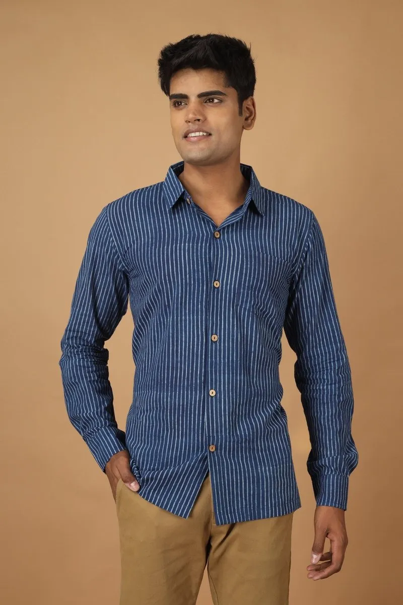 Rekh Dabu Indigo Mens Cotton Shirt