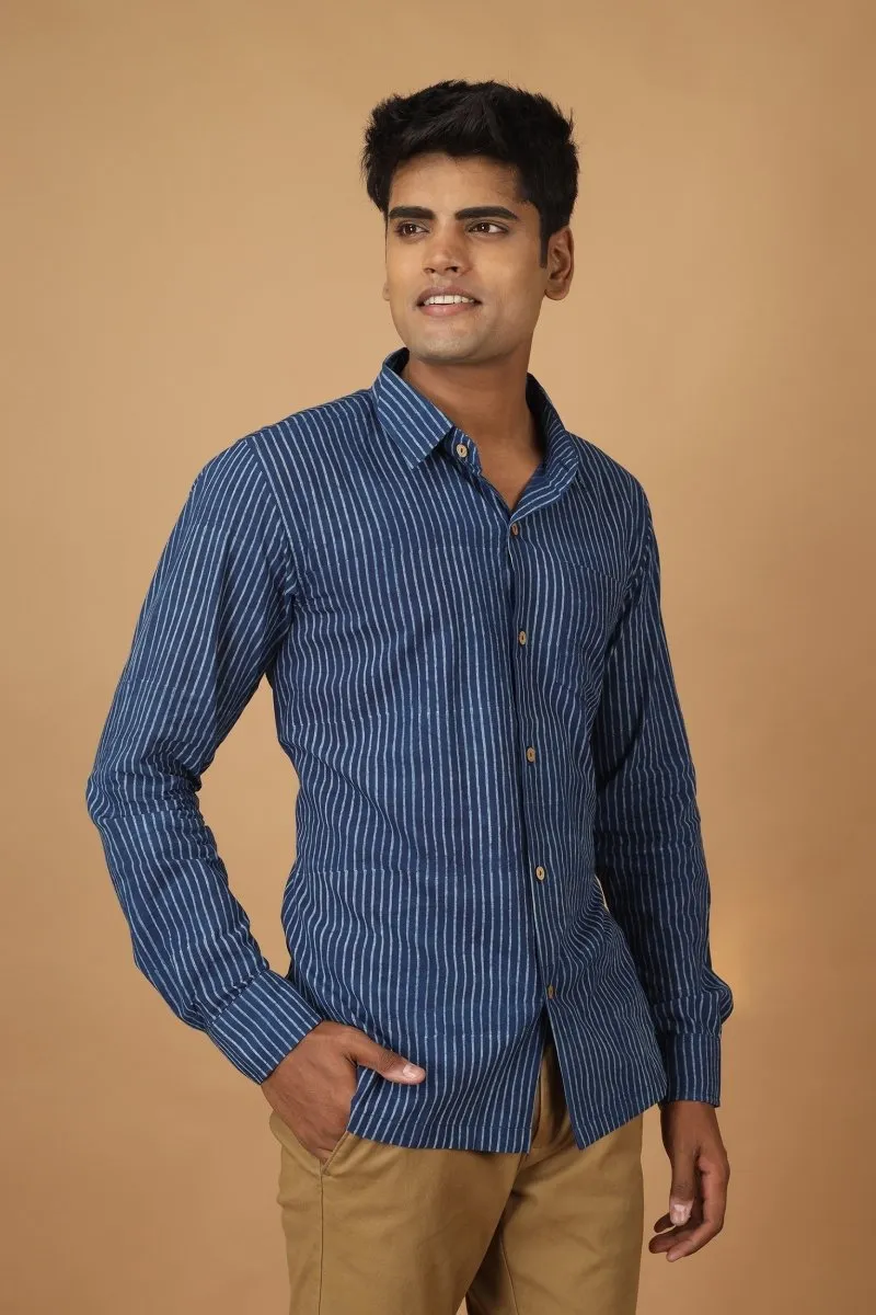 Rekh Dabu Indigo Mens Cotton Shirt