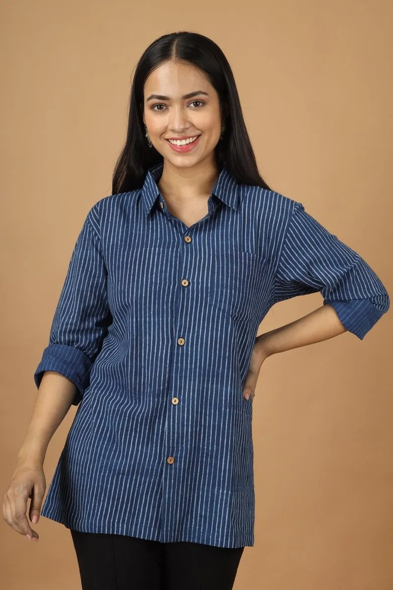 Rekh Dabu Indigo Womens Cotton Shirt