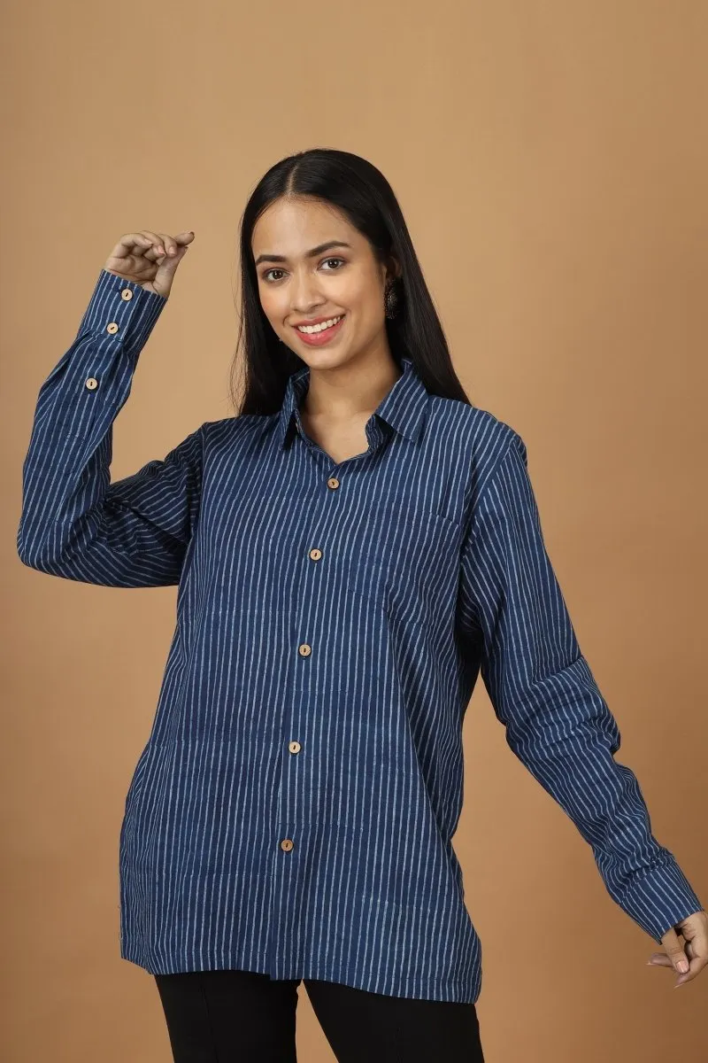 Rekh Dabu Indigo Womens Cotton Shirt