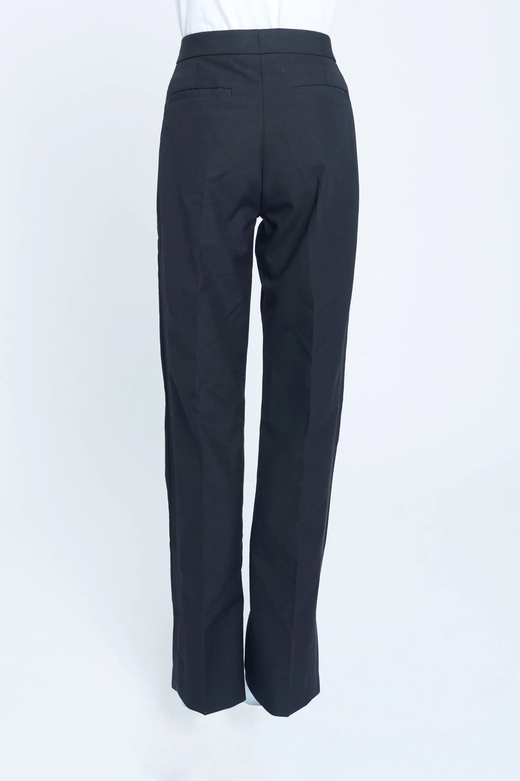 Riccardo Tisci Black Wool Straight Trousers with Satin Stripe