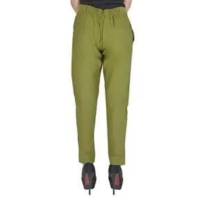 Ruhfab Women's Regular Fit Trousers/Pants Slim Fit Straight Casual Trouser/Girls Pant/Trousers (Olive-Green)