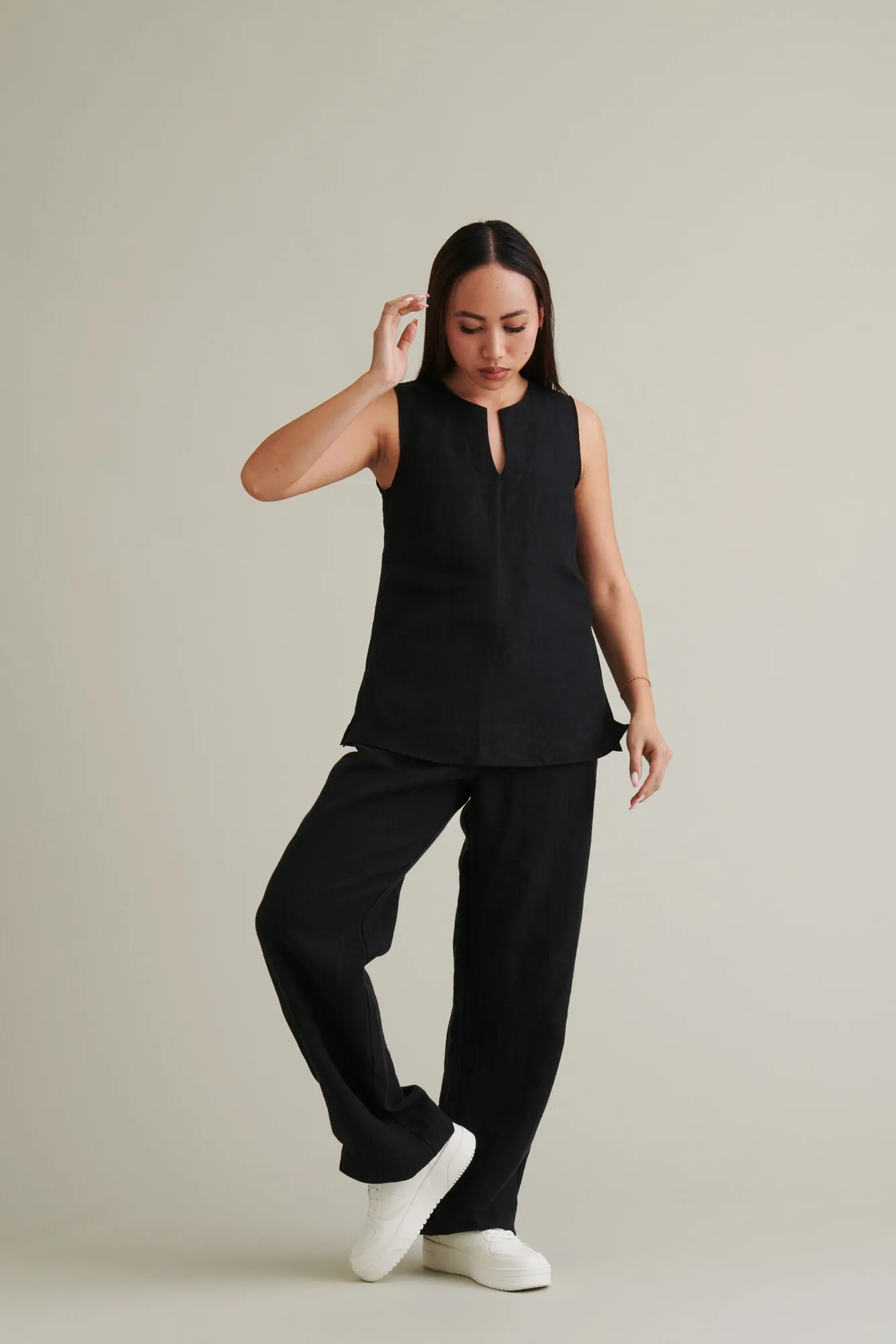 Rumar Linen Tank Top Black