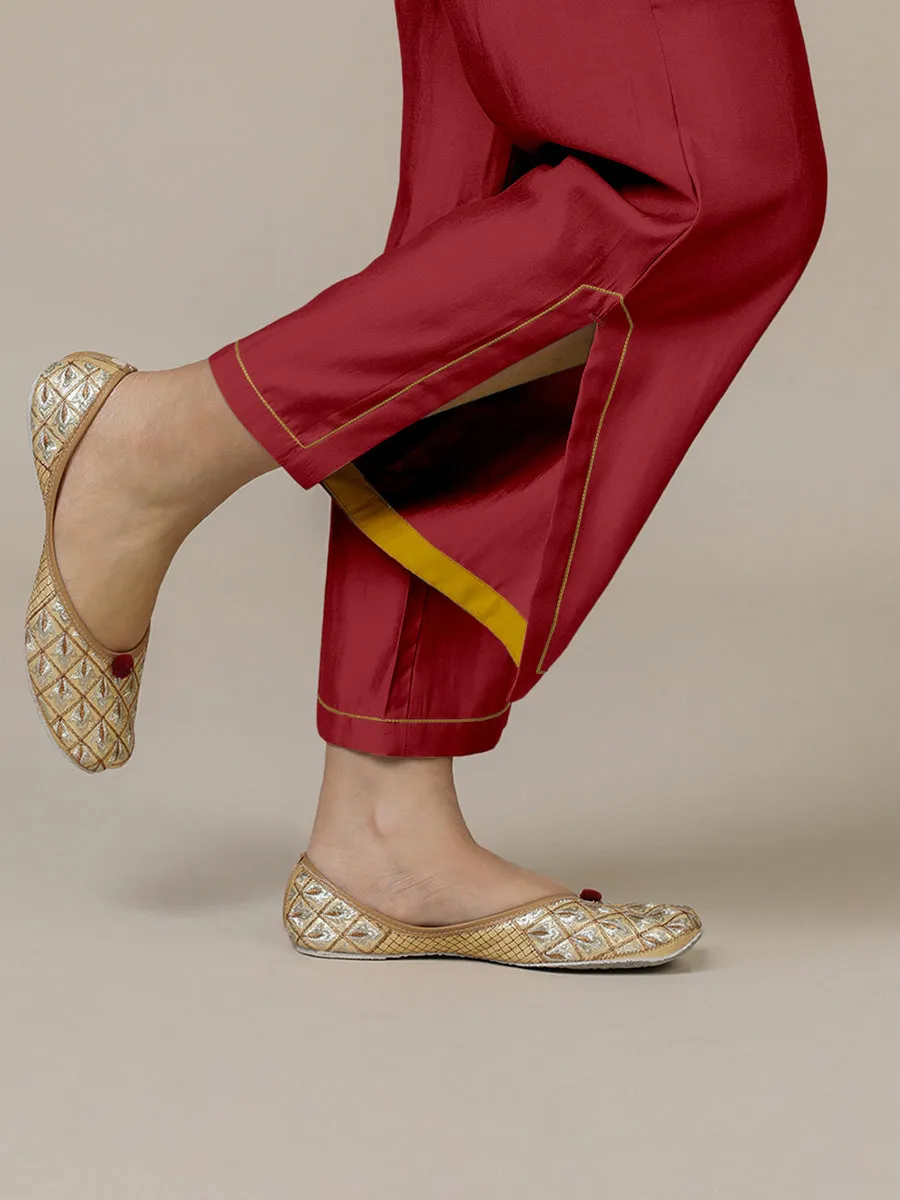 Saba x Rozaana | Scarlet Red Cotton Silk Pants