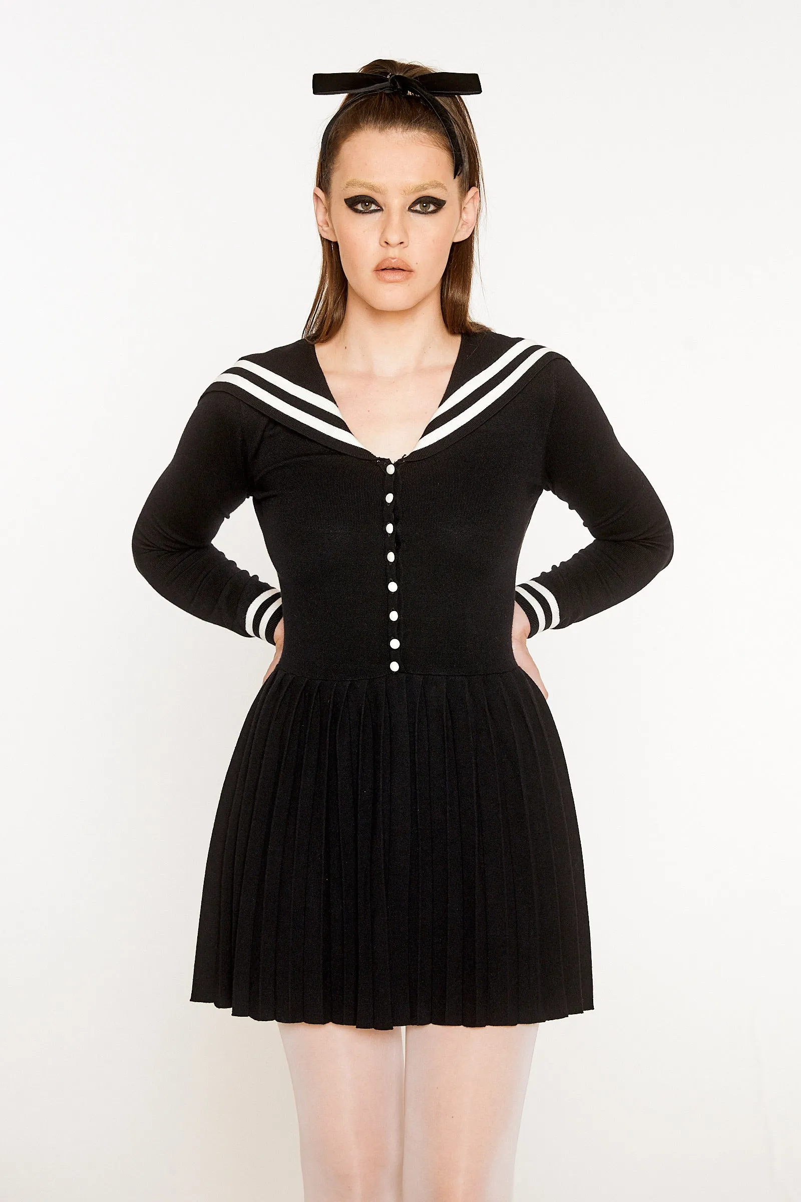 Sailor Pleated Knit Dress