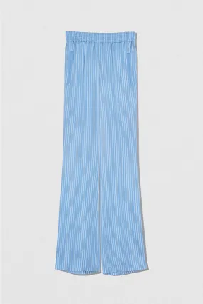 Satin Pin Stripe Trouser Blue And White Viscose Blend