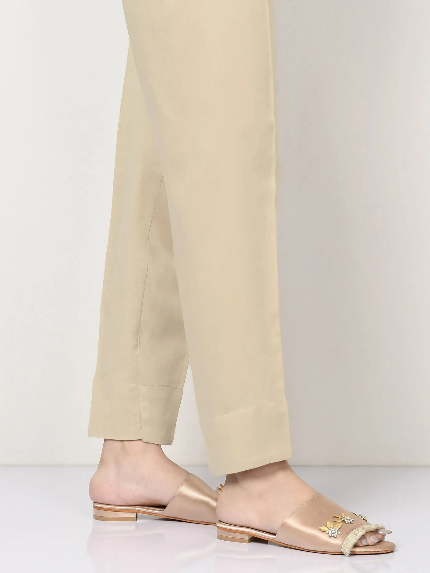 Satin Trouser -  Light Beige