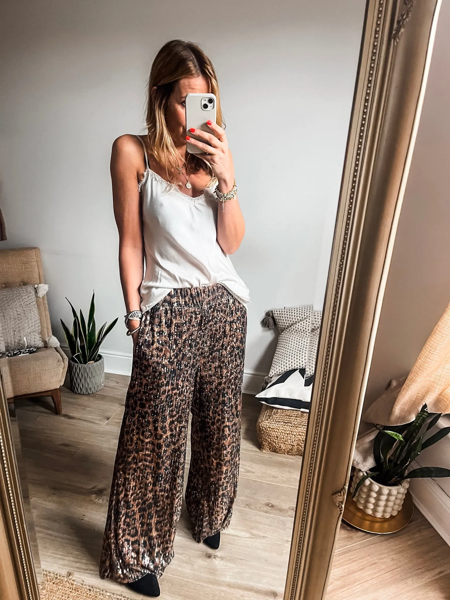 Sequin Leopard Trousers