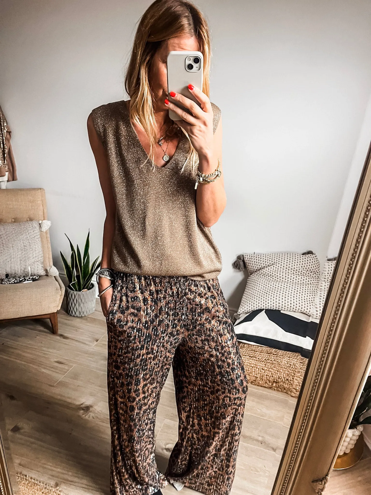 Sequin Leopard Trousers