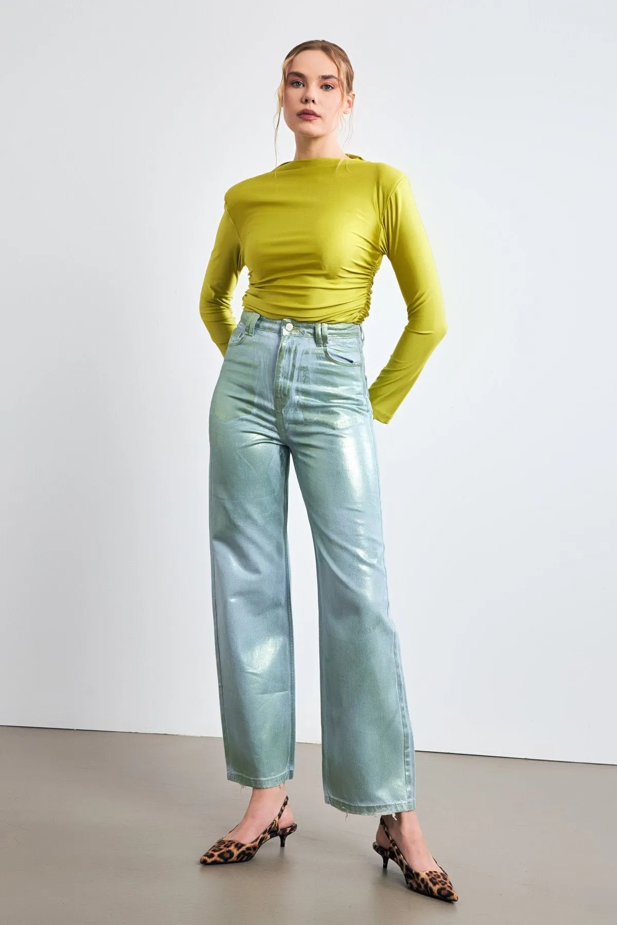 Setre Shine Loose Denim Trousers Light Blue