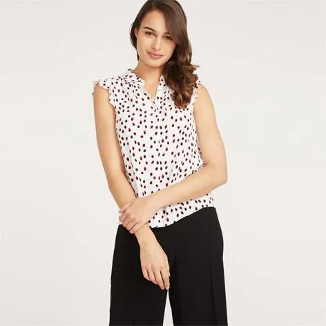 Shadow Spot Frill Sleeve Blouse