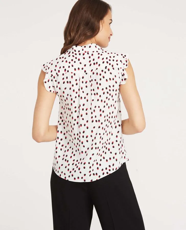 Shadow Spot Frill Sleeve Blouse