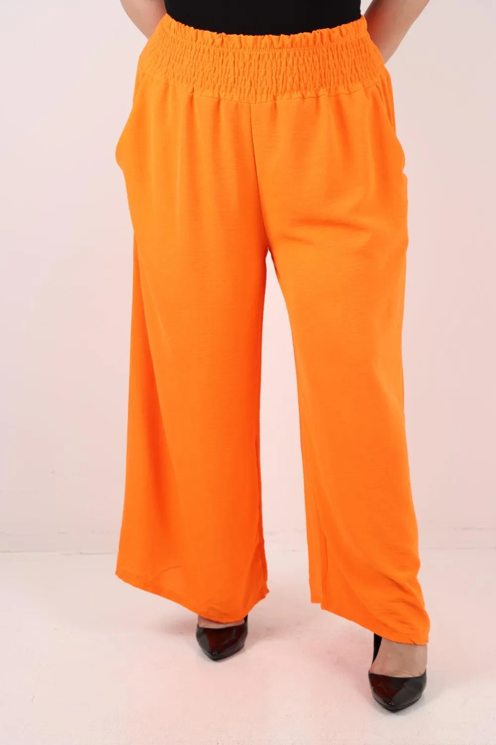 Shirred Waist Side Pockets Trouser