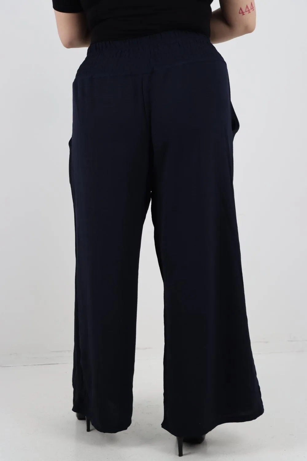 Shirred Waist Side Pockets Trouser