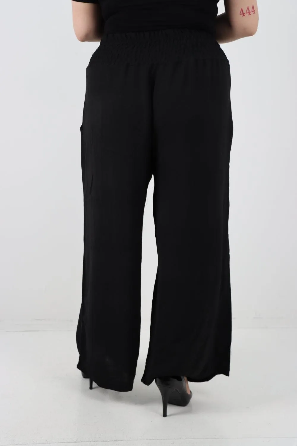 Shirred Waist Side Pockets Trouser