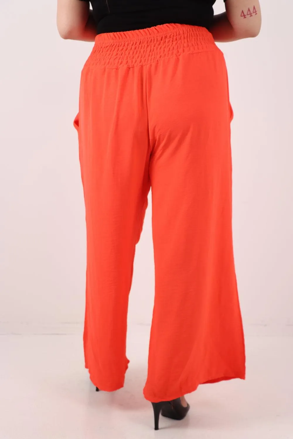 Shirred Waist Side Pockets Trouser