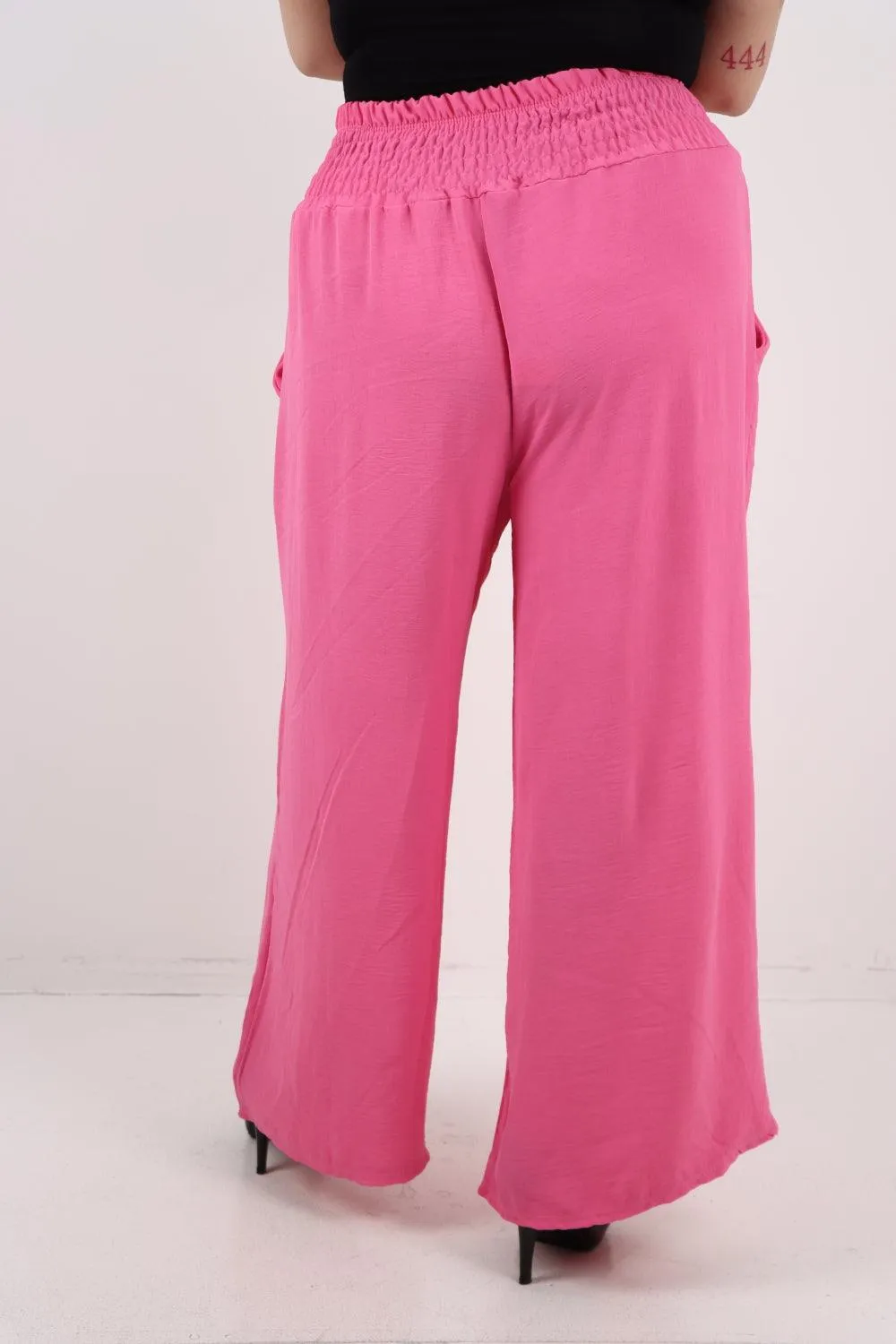 Shirred Waist Side Pockets Trouser