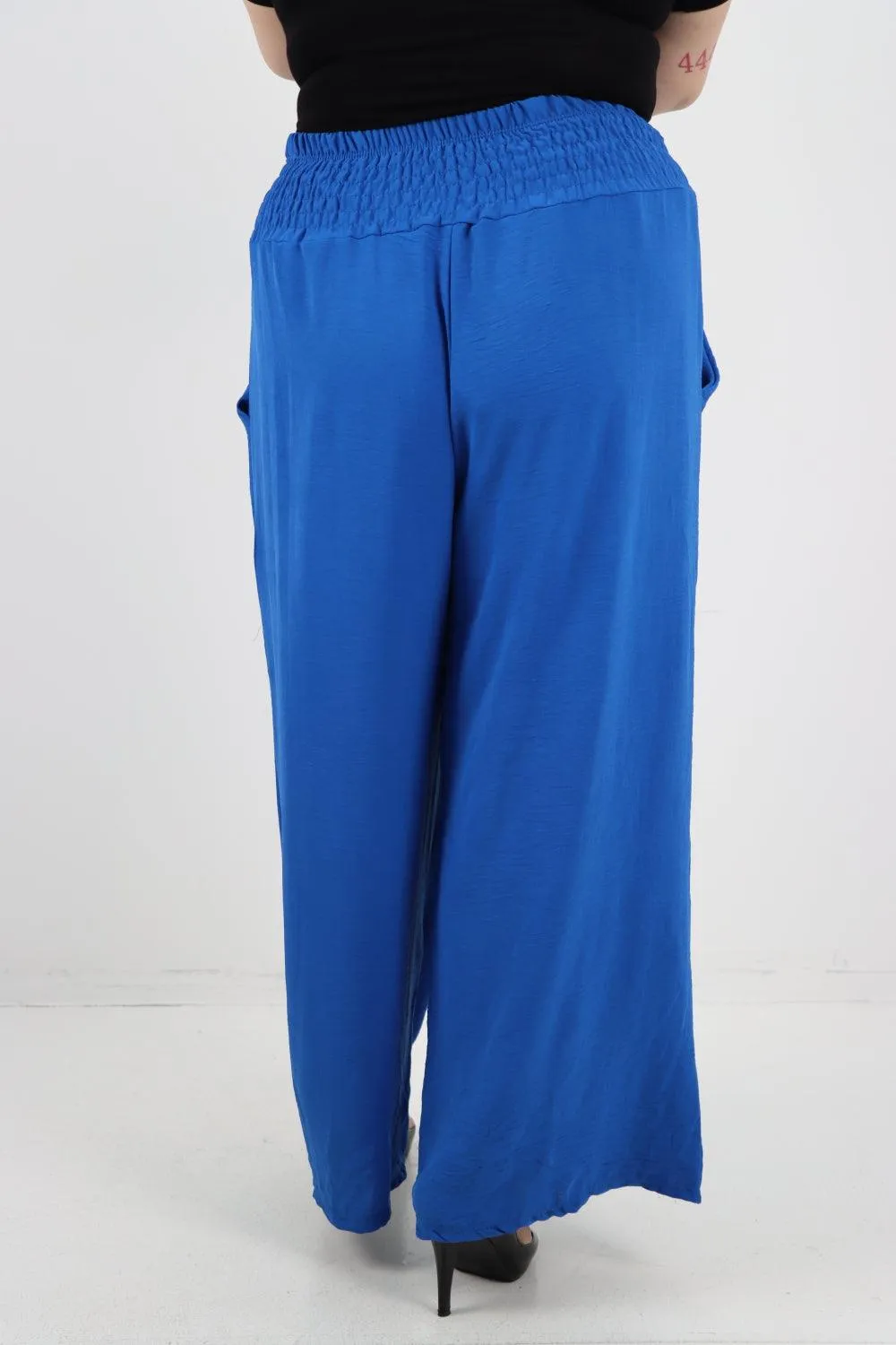 Shirred Waist Side Pockets Trouser