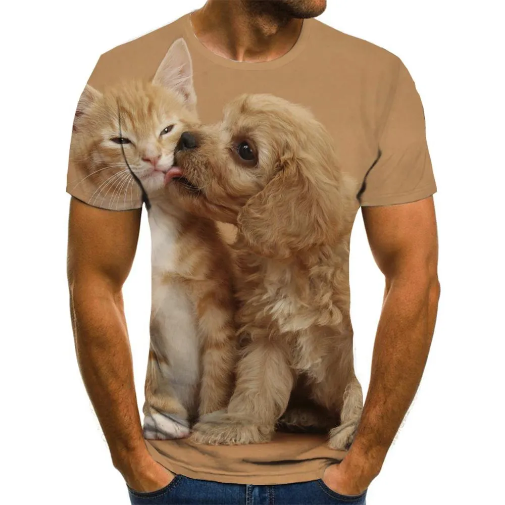 shirt animaldocile pets Casual shirt 3Dmen Cool cat and dog art costume