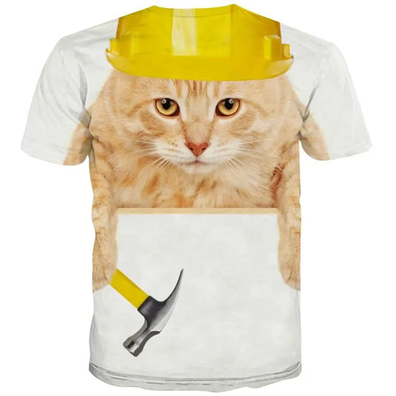 shirt kitten t shirt 3D cat pet Casual men art costume