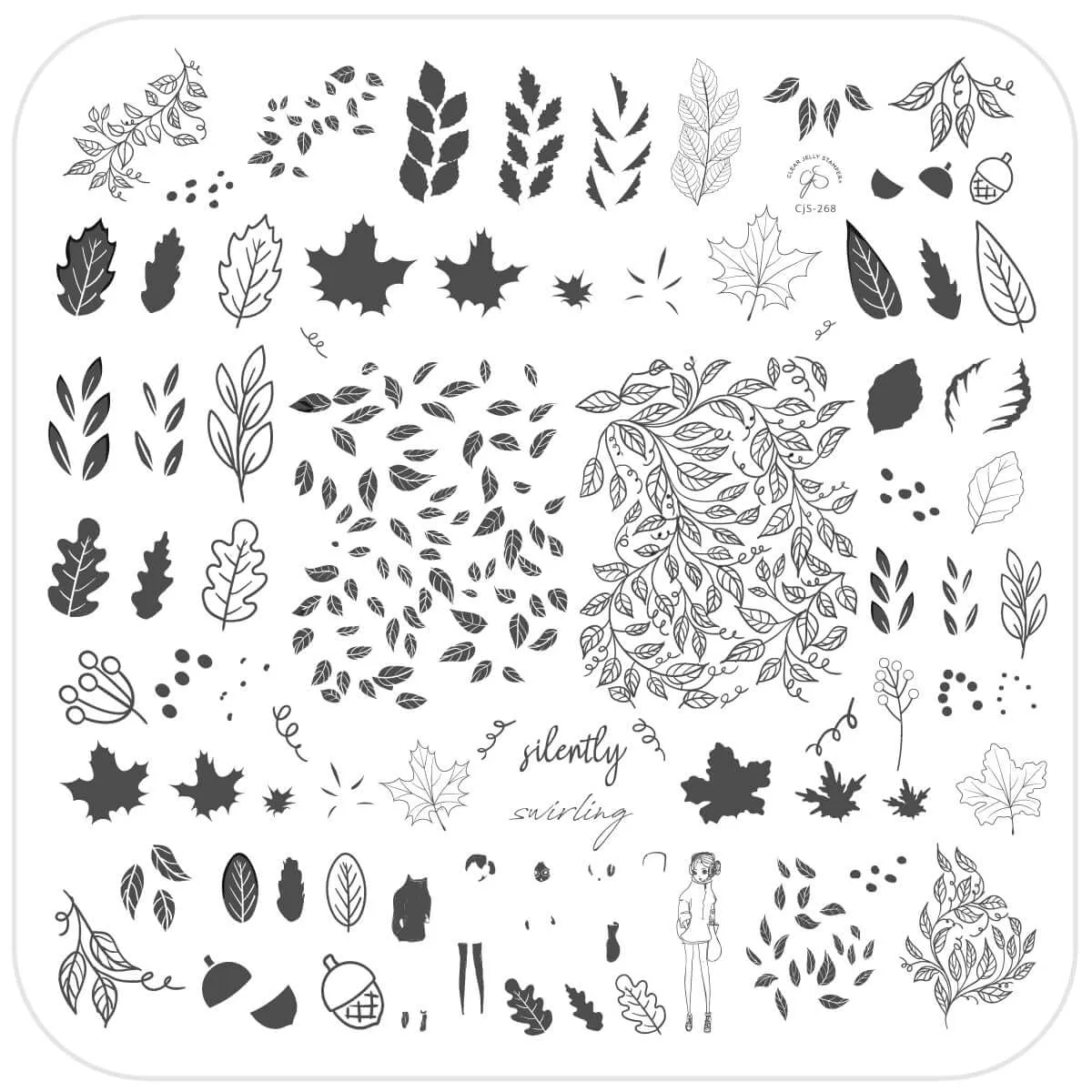 Silently Swirling (CjS-268) Steel Nail Art Stamping Plate