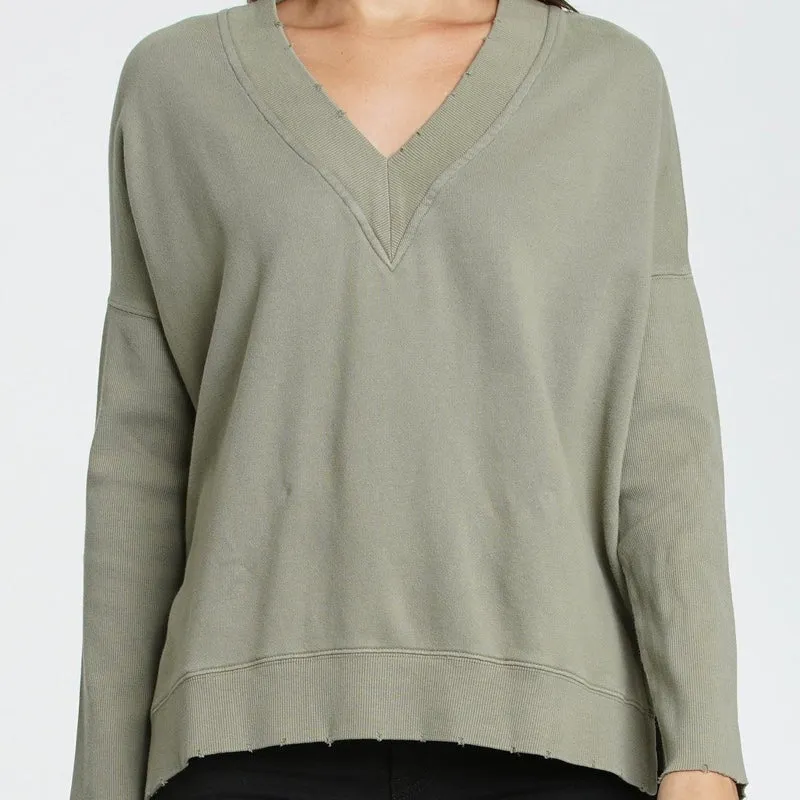 Simone V-Neck French Terry Pullover