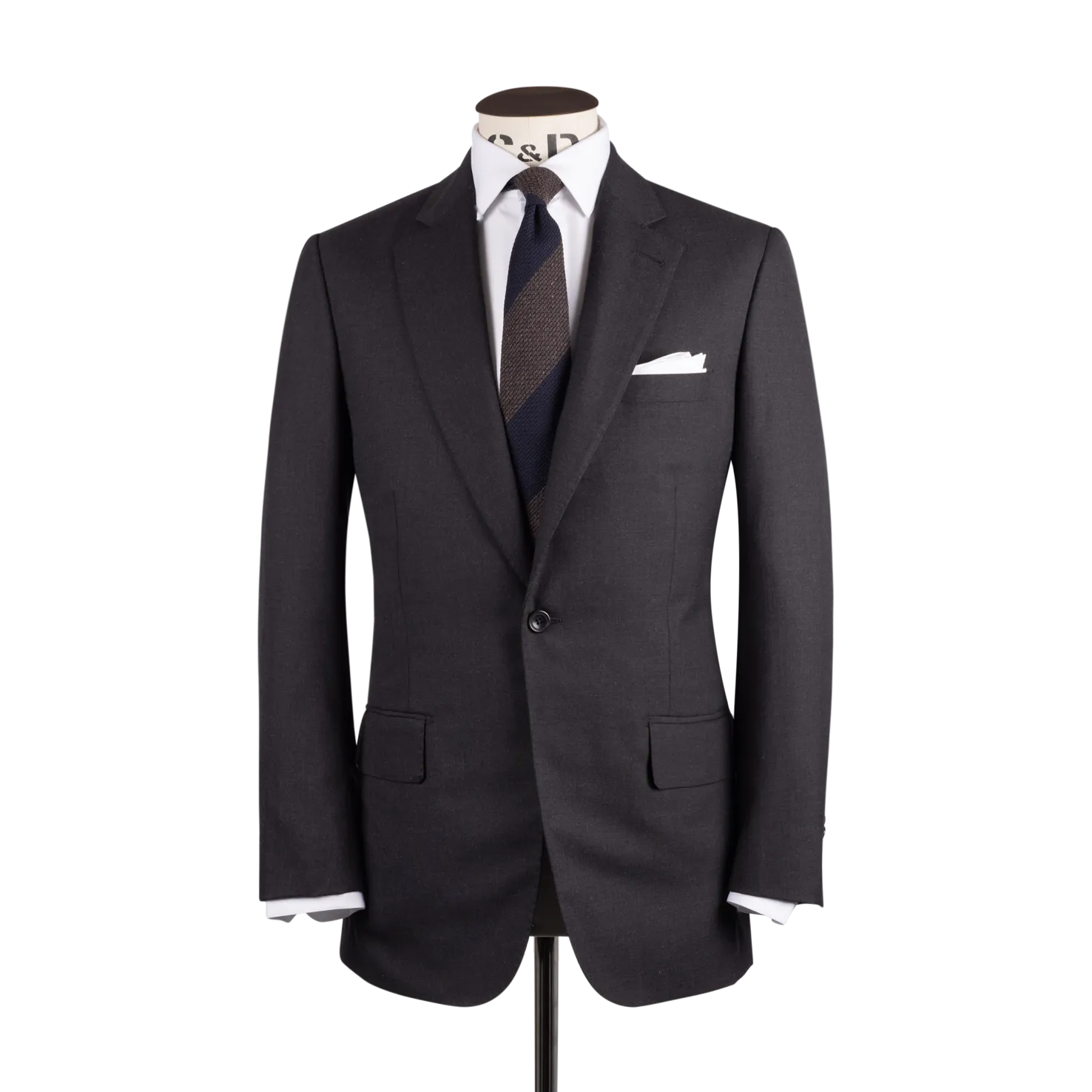 Single Breasted Classic Notch Suit in Grey Hopsack