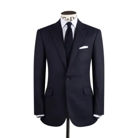 Single Breasted Notch Lapel Suit in Navy Flannel