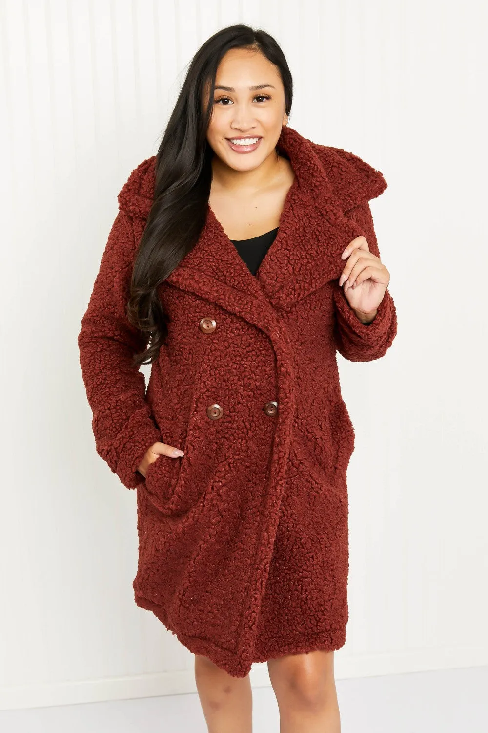 SIZE MEDIUM Double-Breasted Teddy Coat