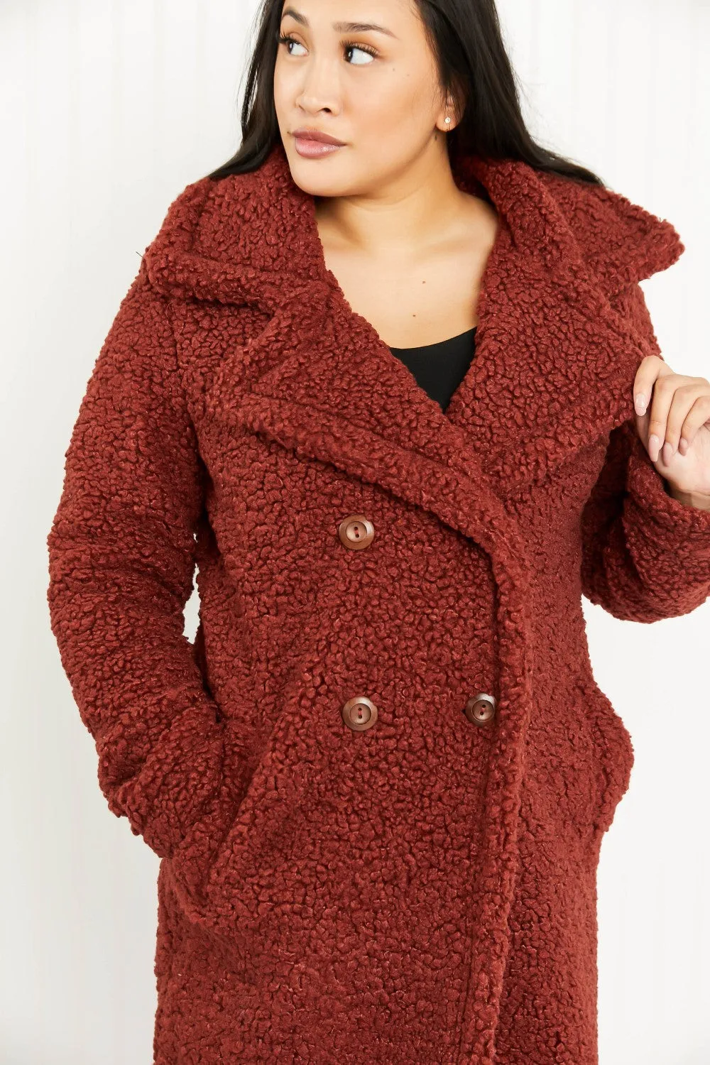 SIZE MEDIUM Double-Breasted Teddy Coat