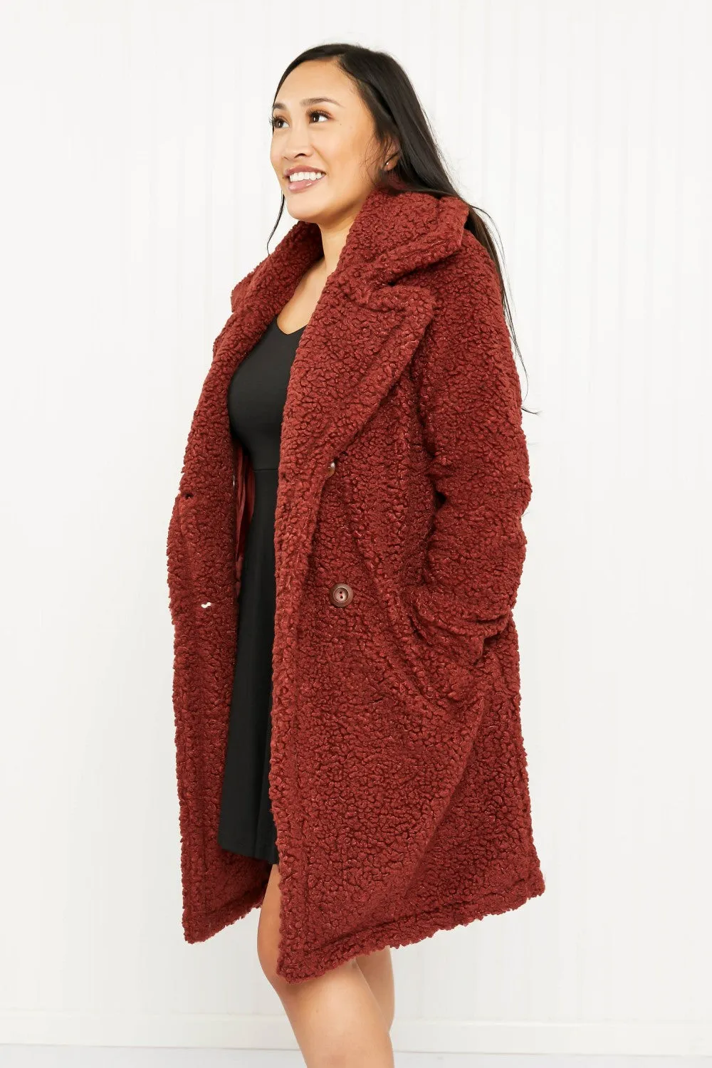 SIZE MEDIUM Double-Breasted Teddy Coat