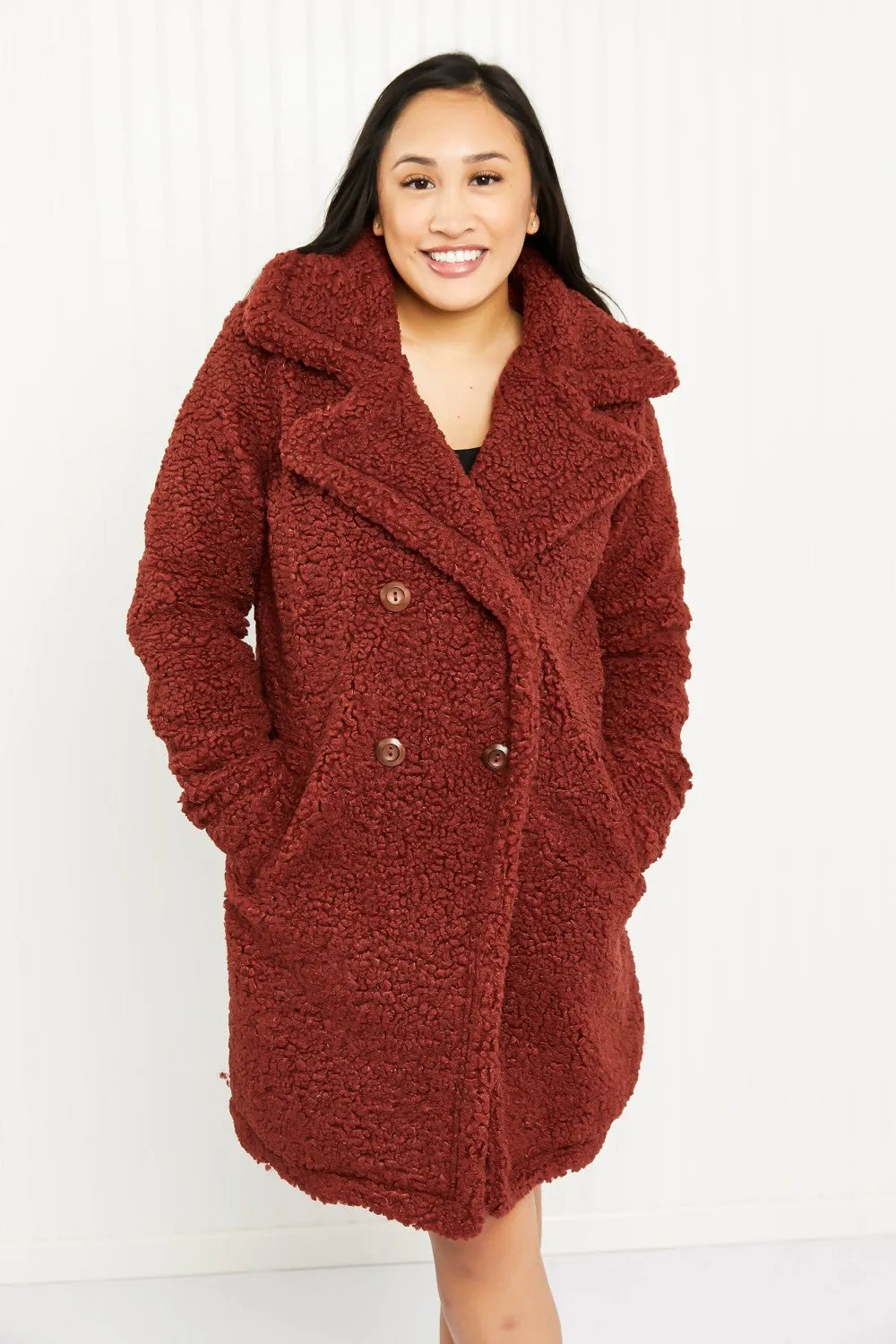 SIZE MEDIUM Double-Breasted Teddy Coat