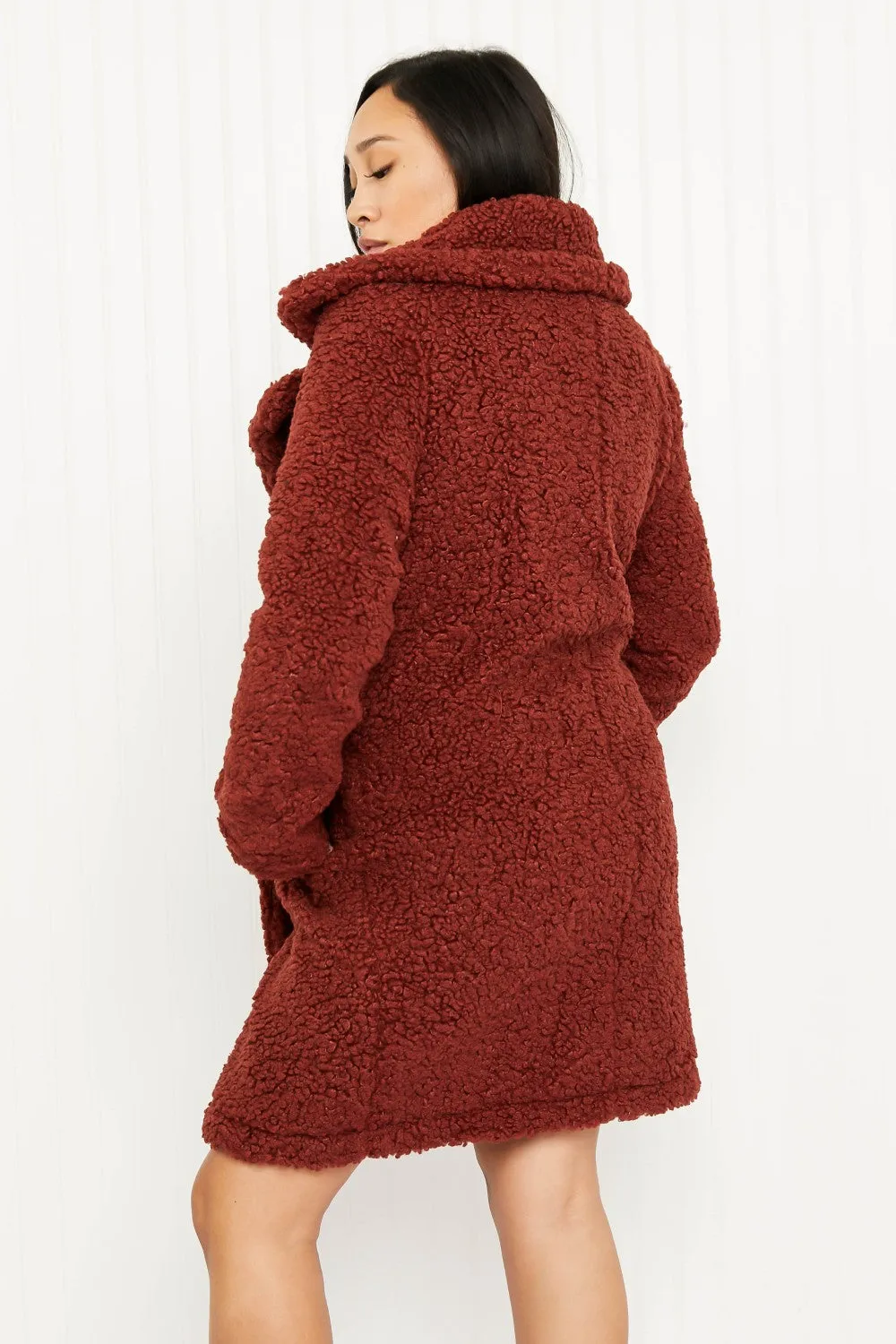 SIZE MEDIUM Double-Breasted Teddy Coat