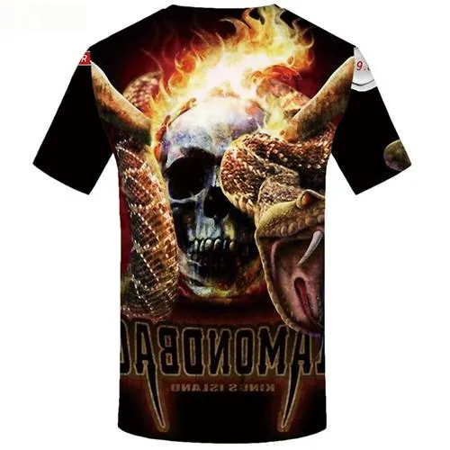 Skull T-shirt Men Flame Tshirt Anime Snake Tshirts Casual Animal T-shirts Graphic Gothic Shirt Print Short Sleeve T shirts