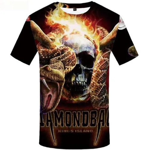 Skull T-shirt Men Flame Tshirt Anime Snake Tshirts Casual Animal T-shirts Graphic Gothic Shirt Print Short Sleeve T shirts