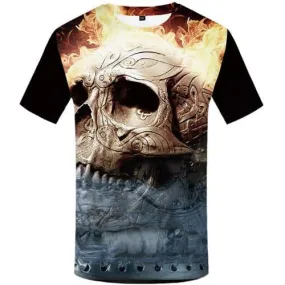 Skull T-shirt Men Military Shirt Print Metal Tshirts Cool Flame Tshirt Anime War T shirts Funny Short Sleeve Full Print Unisex