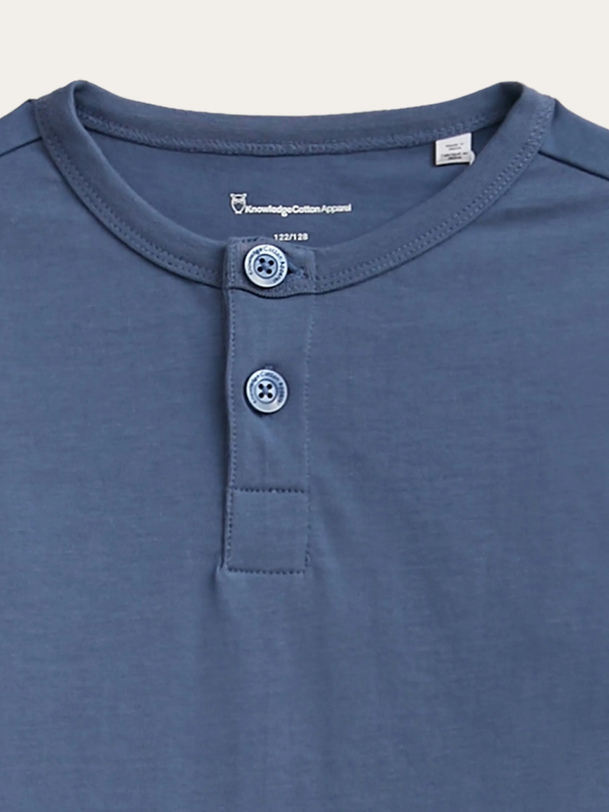 Slim long sleeve henley - GOTS/Vegan - Moonlight Blue