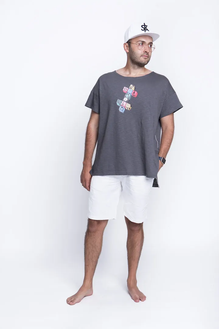 Sofa Killer grey summer t-shirt with application Cubic cross