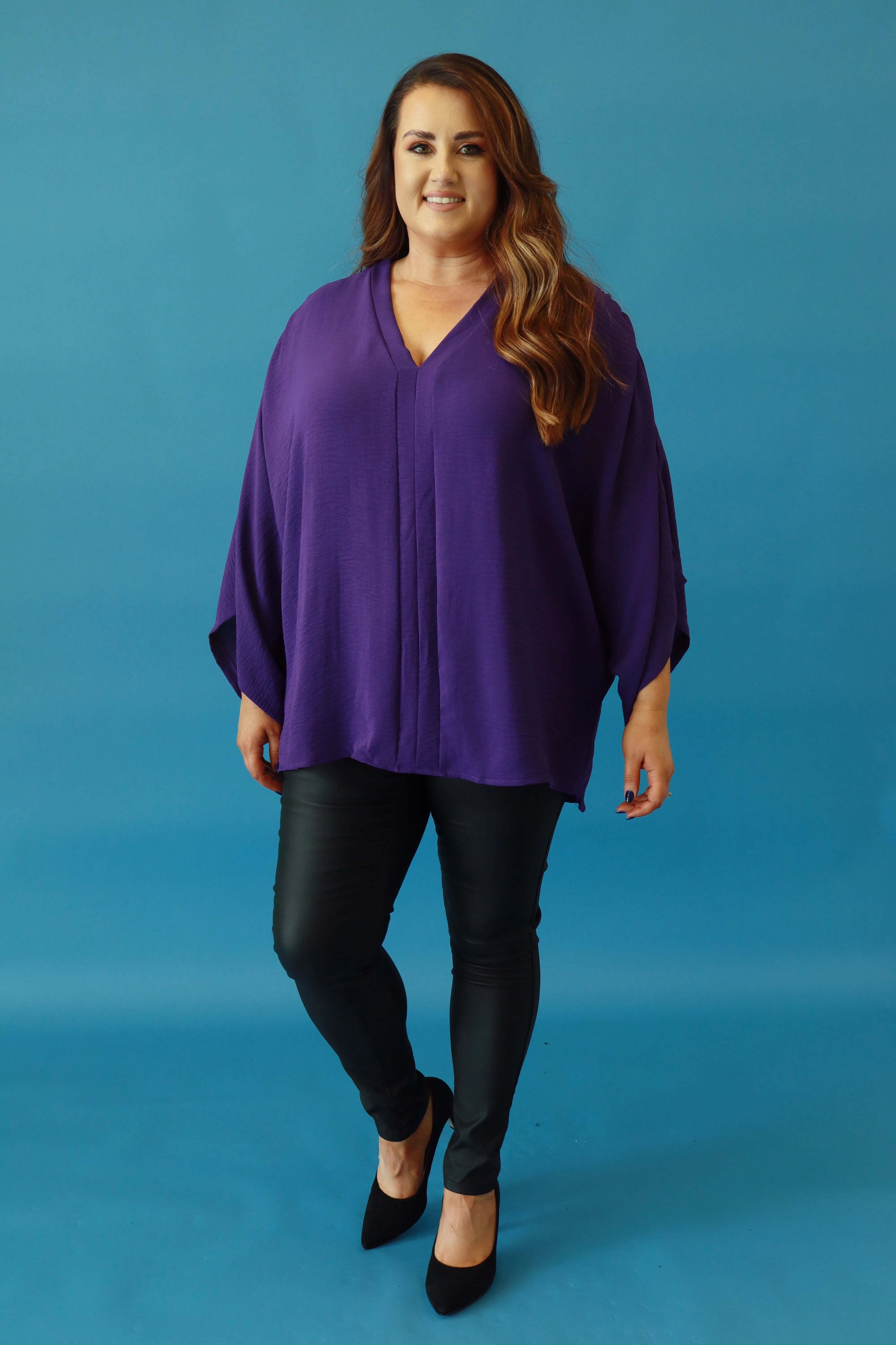 Stella Kimono Sleeve Blouse in Purple