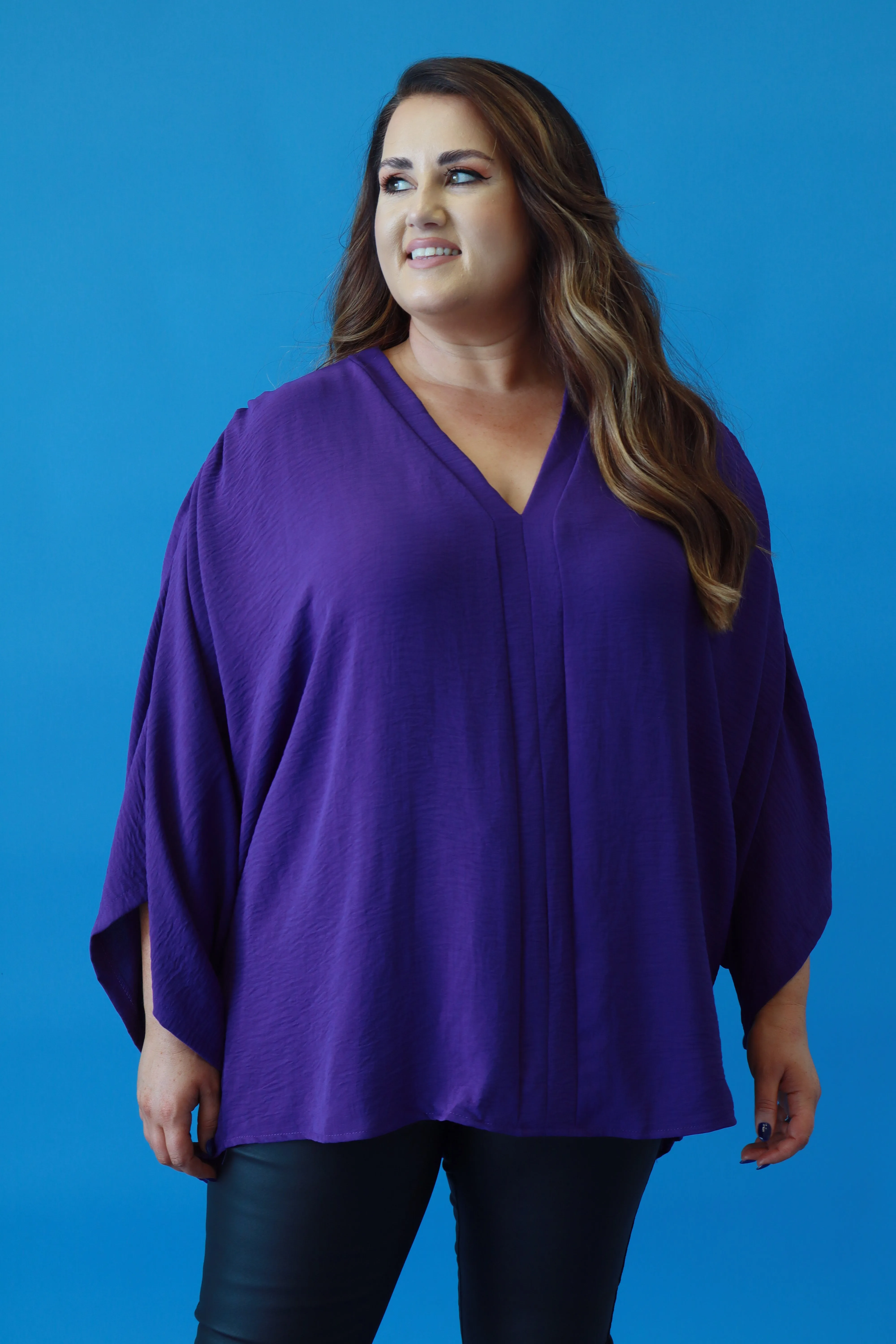 Stella Kimono Sleeve Blouse in Purple